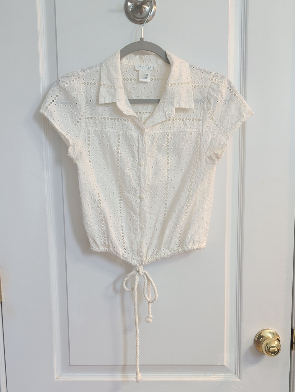 Kirious LA Eyelet Tie-Hem Short Sleeve Blouse cottagecore fairy coquette prairie